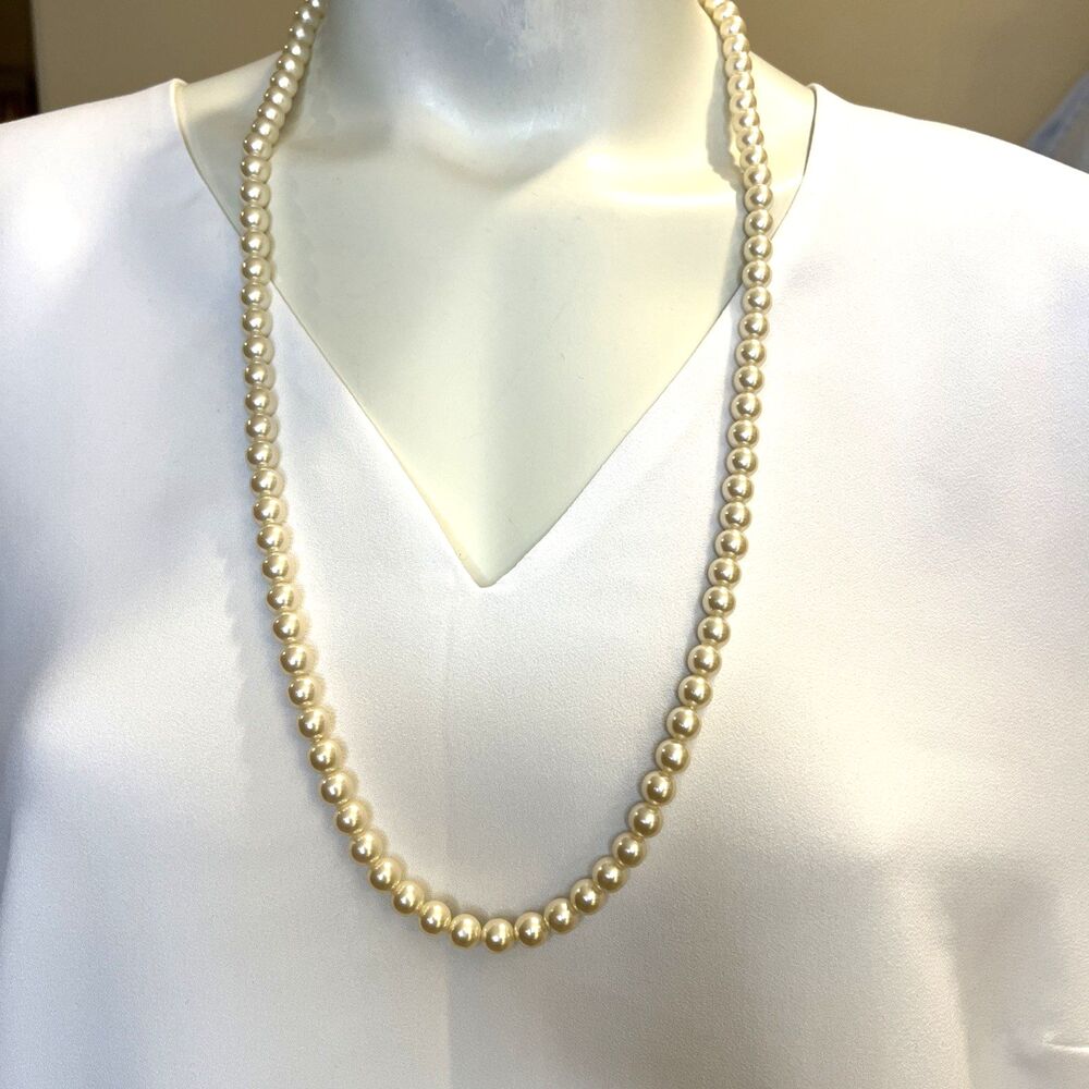 1928 BRAND FAUX PEARL NECKLACE BEADED STRAND STRING 28"